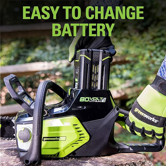 Greenworks 80V 16 Brushless Cordless Chainsaw (Great For Tree Felling, Limbing, Pruning, and Firewood / 75+ Compatible Tools), 2.0Ah Battery and Charger Included