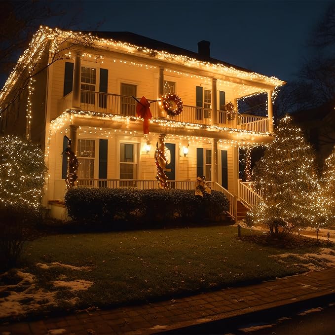 99FT 300 LED Christmas String Lights End-to-End Plug 8 Modes Indoor Lights with Timer, Outdoor Indoor Fairy Lights Christmas Tree Patio Garden Holiday Warm White