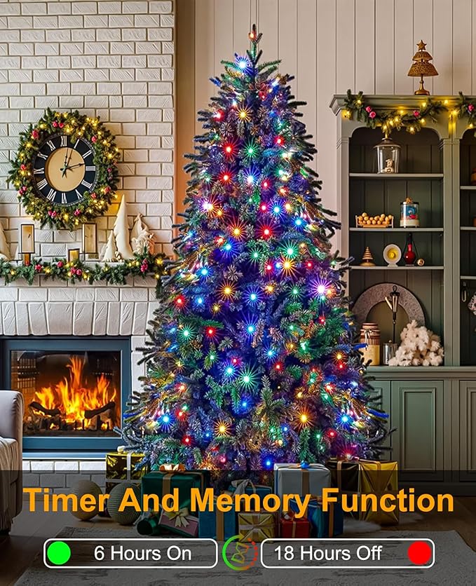 40FT 120 LED Christmas Lights Outdoor, Multicolor Christmas String Lights with 8 Modes & Waterproof, Connectable Plug in Christmas Tree Lights for Indoor House Patio Party Decorations