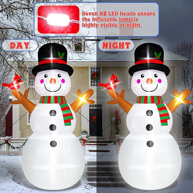 15FT Christmas Snowman, Huge Blow Up Snowman Inflatable Decor, Lighted Xmas Inflatables for Lawn Yard Holiday Party
