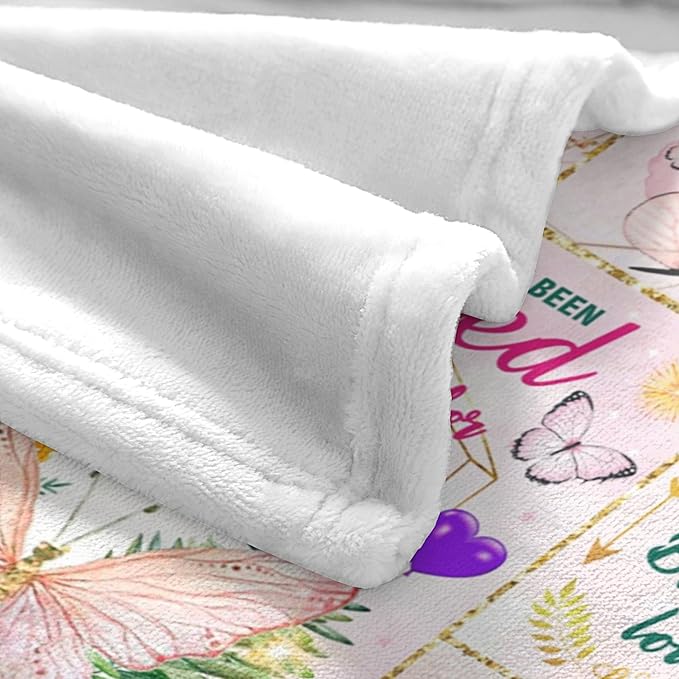 10th Birthday Gifts for Girls, Birthday Gift for 10 Year Old Girl, Super Soft Unique Funny Pink Butterfly Flower Blanket for Girls, Gifts for 10 Year Old Girl, Warm Cozy Plush Fuzzy Blanket 60"x50"