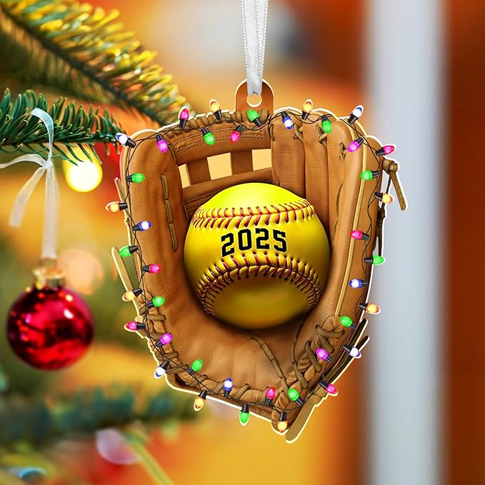 FLAGWIX Christmas Softball Gifts for Girls 8-12, Softball Ornament - 2D Acrylic Ornaments 2025 for Christmas Tree Decorations - Gifts for Sporty Girls, Coach, Sports Ornament Decor