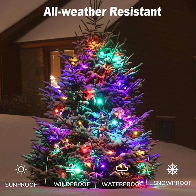 Solar String Strawberry Lights Outdoor 100 LED 40Ft Multi-Color Christmas Fairy Lights with 8 Lighting Modes, Waterproof Solar Lights Outdoor for Garden Christmas Wedding Party Xmas Tree Decoration