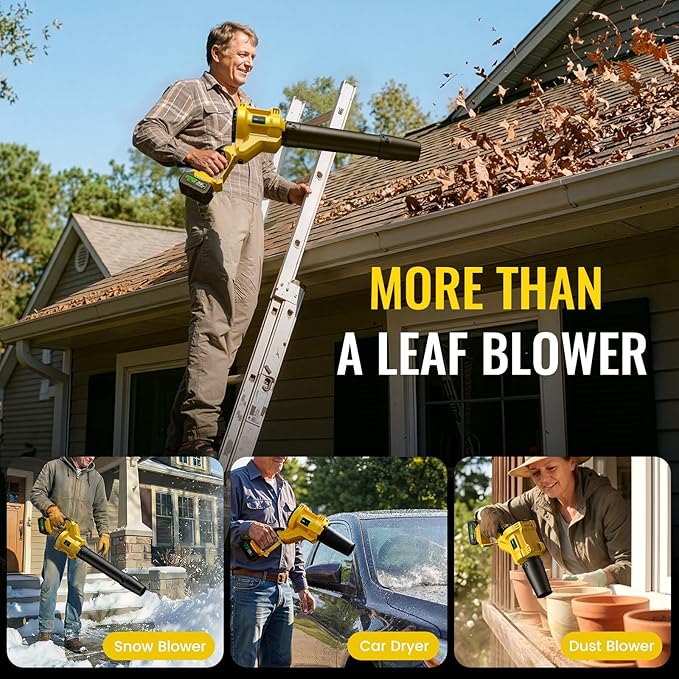 Leaf Blower Cordless, 680CFM Leaf Blowers with 2 x 4.0Ah Batteries & Charger, 5-Speed Brushless Motor, Lightweight Snow Blower Grass Blowers for Lawn Care, Patio, Yard, Blows Leaves, Snow
