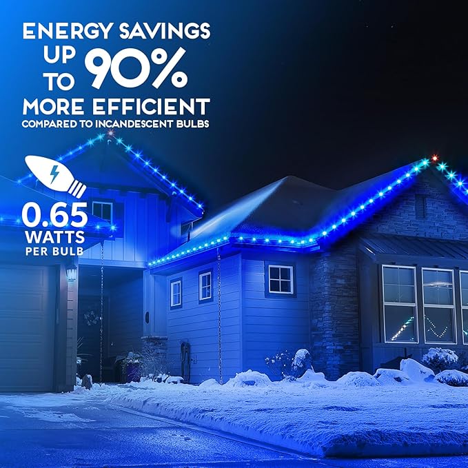 HLO Lighting Set of 500 Blue C9 Faceted LED Christmas Light Bulbs for Indoor & Outdoor Use | Durable Replacement Bulbs