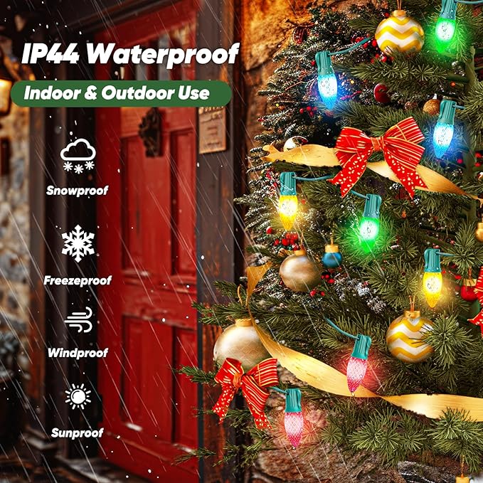 BesLowe Commercial 1000 FT C9 Cut to Length Christmas Lights Outdoor，E17 Sockets C9 Stringer Light Spool, Sockets Patio String Light Strands, 12 Spacing Green Wire Christmas Lights
