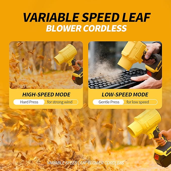 Leaf Blower Cordless, Extended Nozzle, 2 x Batteries, 1x Charger Lightweight Handheld Design, Blower for Patio Cleaning, Car Blowing Water, Blowing Leaves and Dust