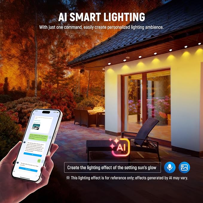 NEEWER 48ft Permanent Outdoor Lights for House Decor, Smart AI RGBCW Outside Eaves String Christmas Lighting with 30 LED Lights App Control 53 Scenes IP67 Waterproof, Compatible with Alexa, NR02