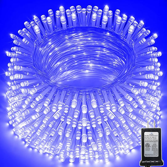 114 FT 350 LED String Lights Outdoor Indoor, Christams String Lights Waterproof 8 Modes & Timer, Fairy Lights Plug in for Bedroom, Weeding, Patio, Party, Holiday,Christmas Decor（Blue）