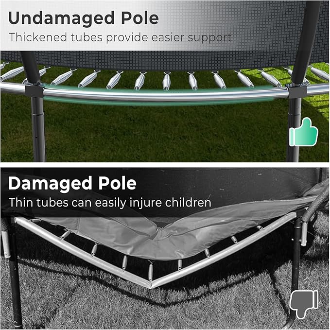Lyromix 12 14 15 16FT Outdoor Trampolines for Kids and Adults, Pumpkin Trampolin with Curved Poles, Recreational Trampolin with Basketball Hoop and Safety Enclosure Net for Kids and Adults