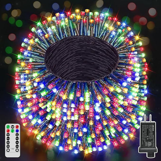 394FT 1200 LED Christmas Lights Outdoor, Christmas Tree Lights Plug in, 8 Modes Twinkle String Lights for Bedroom Wedding Party Holiday Xmas Home Decorations Multicolored