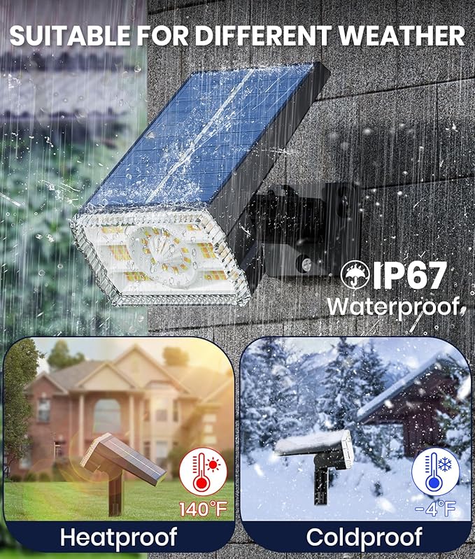 8-Pack Solar Lights Outdoor Waterproof IP67, 3 Color Modes (Warm/Cool White & Hybrid) with 3 Lighting Modes, 105° Adjustable Dusk to Dawn Solar Spotlights for Pathway/Garden/Yard Wall/Ground Lighting