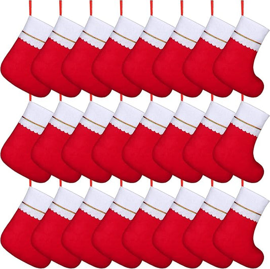 ANVAVO 24 Pack Christmas Stockings 15 Inch Red Felt Xmas Stockings Christmas Tree Hanging Ornaments for Xmas Wall Fireplace Door Window Decorations