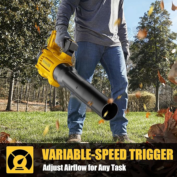 20V Cordless Leaf Blower, Compatible with DeWALT 20V MAX Batteries, Max 600 CFM/125 MPH with Turbo Boost, Brushless Motor 2.0, Variable-Speed Trigger, Lightweight and Compact, Tool Only