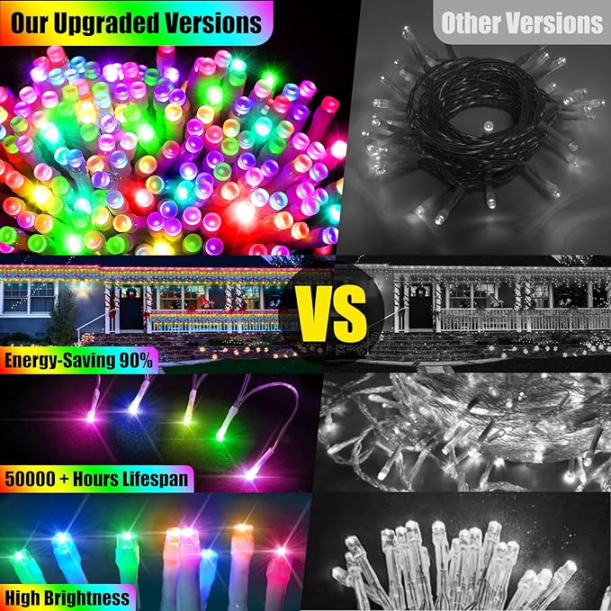 49FT 128 Functions Christmas Icicle Lights Outdoor with 504 LED 8 Modes and Timer Curtain Lights Outside for Garden Holiday Gatherings Indoor Outdoor Decorations