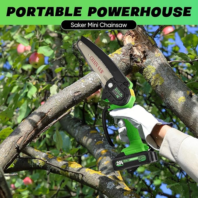 Saker Mini Chainsaw Cordless,6 Inch Chainsaw, Mini Electric Chainsaw Cordless Battery Powered,One-Hand Portable Chain Saw for Tree Trimming, Pruning&Wood Cutting,Christmas Gifts for Men Husband Father