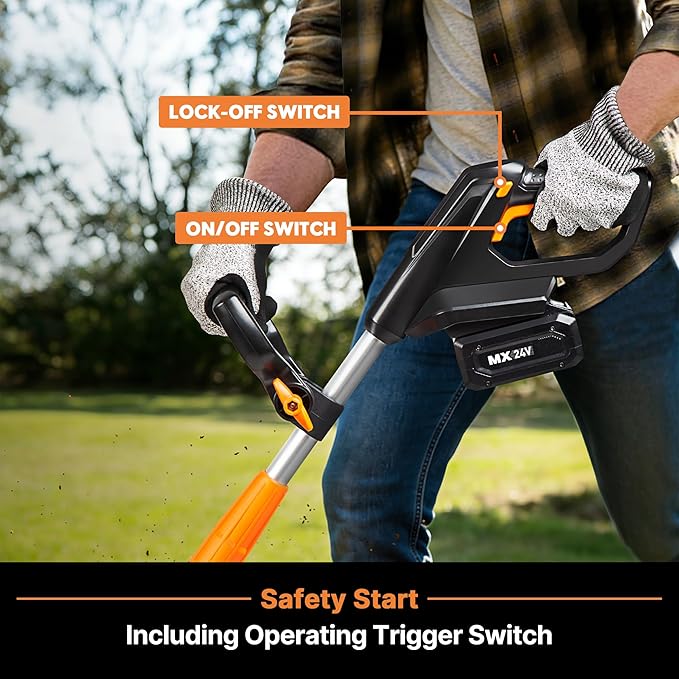 LawnMaster 24V MAX Cordless Tiller Cultivator, Lightweight Electric Garden Tiller, with 1* MAX 24V 4.0ah Battery&Charger, 4* Blade, 9In Tilling Width & 7In Depth for Weeding, Gardening & Cultivation