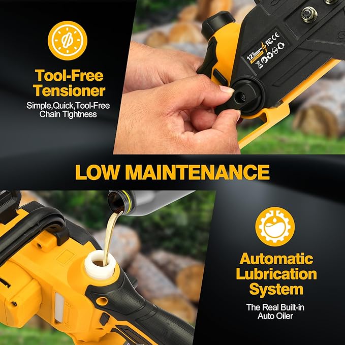 12 Electric Chainsaw Cordless, 20V Battery Powered Cordless Chain Saw, Chainsaw with 2 x 4.0Ah Lithium ion Battery and Charger for Wood Cutting, Tree Saw Trimming and Branch Pruning