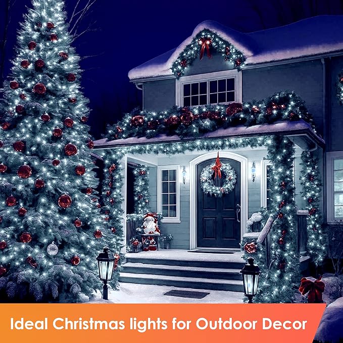 Christmas Lights 1200 LED 394 FT, IP67 Waterproof Christmas Tree Lights with 8 Modes, Outdoor String Lights with Timers & Memory Function, Xmas Light for Holiday Decor (Cool White)