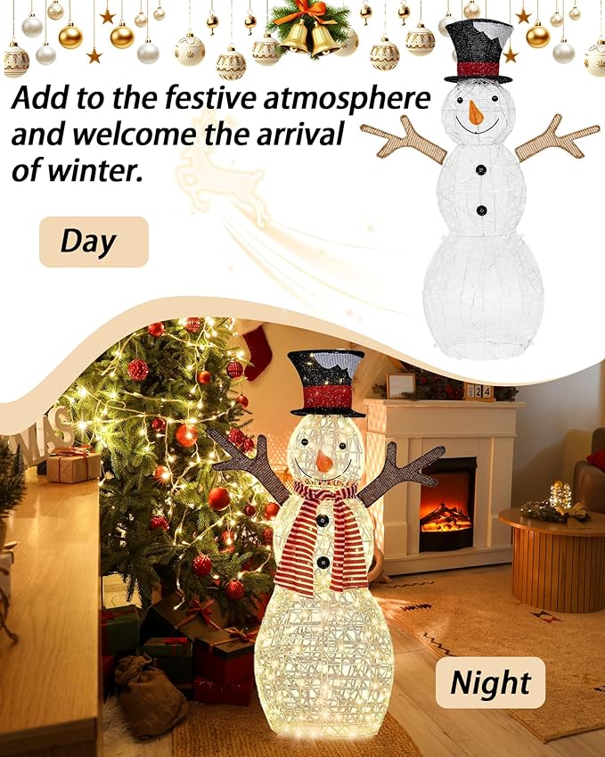 44'' Christmas Outdoor Lighted Snowman Yard Xmas Decorations Indoor or Outdoor Holiday Decoration Figure Light up Snowman for Party Festival Decor Indoor/Outdoor Garden Lawn and Front Yard