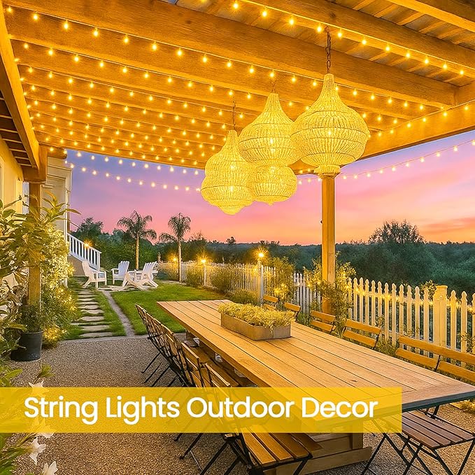 4 Pack 180FT Solar String Lights for Outside, Super Bright 320 LED Solar Christmas Lights Outdoor Waterproof with 8 Modes, Green Wire Solar Twinkle Fairy Lights for Xmas Tree Party Yard (Warm White)