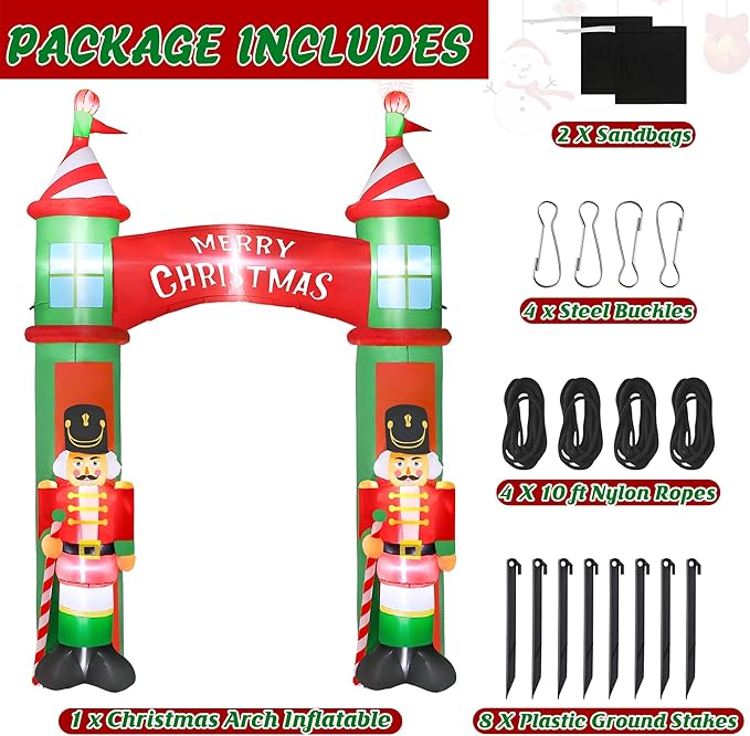 12FT Christmas Inflatables Outdoor, Large Christmas Nutcracker Castle Inflatables Decor, Blow Up Xmas Yard Decorations with 9PCS Built-in LED, Huge Xmas Outdoor Decor for Yard Garden Lawn Archway