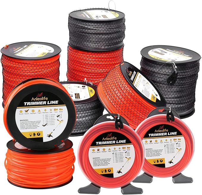 A ANLEOLIFE 1-Pound Commercial Square .080-Inch-by-557-ft String Trimmer Line Donut,with Built-in Line Cutter, Orange