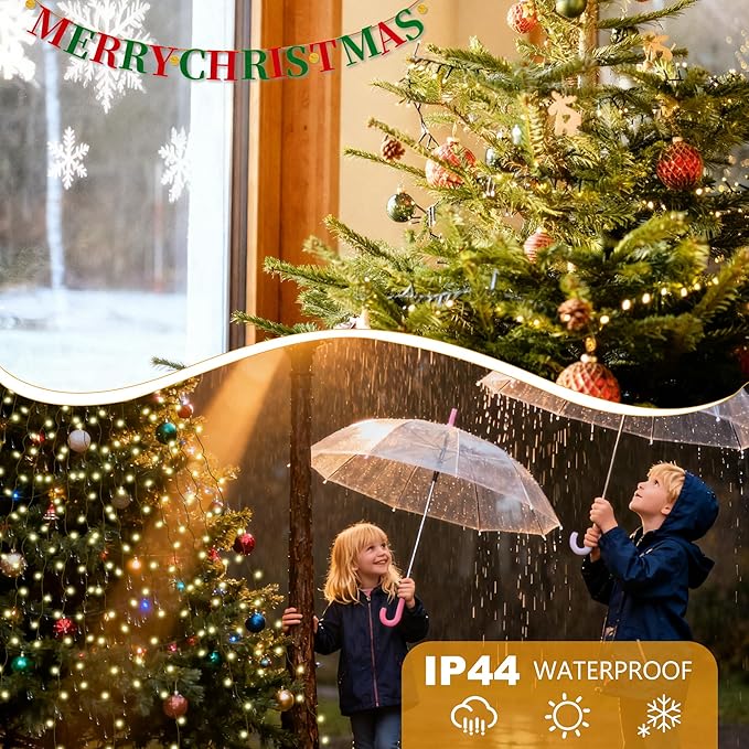 Christmas Tree Lights - 480 LEDs 9.8FT x 16 String Lights with Memory Function & 8 Modes, Fairy Lights with Remote Control & Timer for Christmas Tree Decorations - Warm White