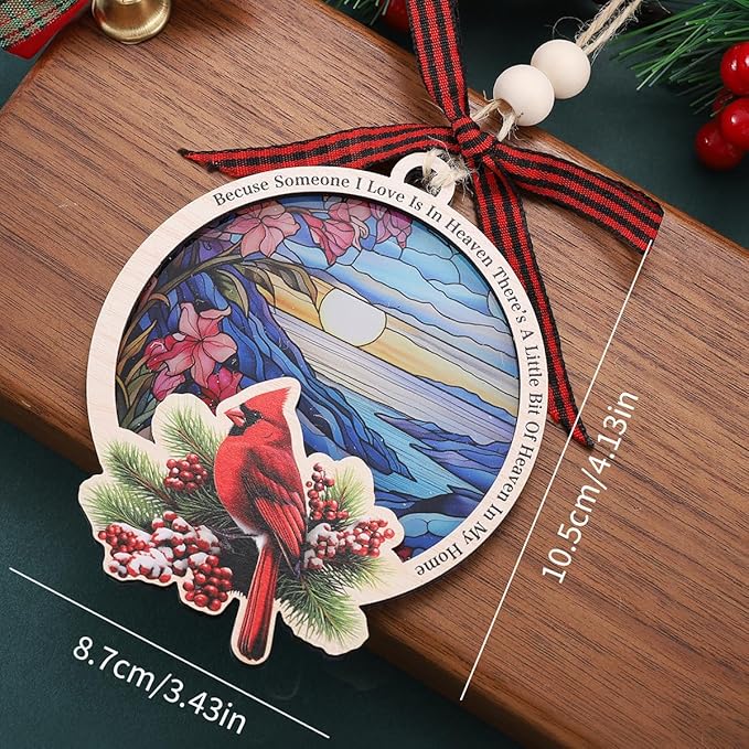 Tesuivra Cardinal Christmas Ornaments for Christmas Tree Decor - Red Cardinal Keepsake Decorative Hanging Ornament - Memorial Gifts for Loss of Loved One