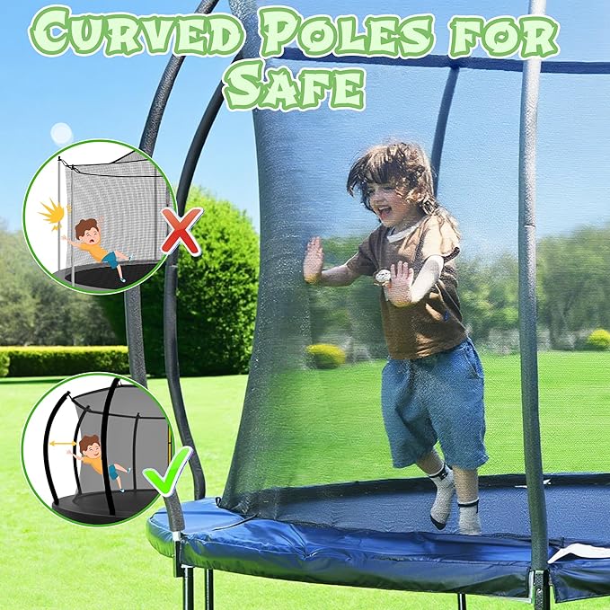 Trampoline Outdoor 14FT with Safety Enclosure Net and Ladder, ASTM Approved Recreational Trampoline for Kids and Adults, Rust-Resistant Frame