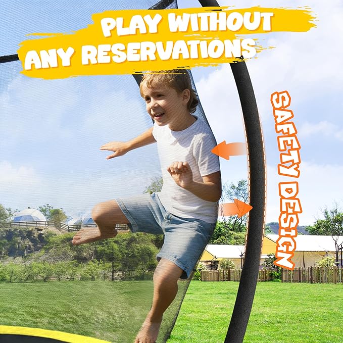 Trampoline 8FT 10FT 12FT 14FT 15FT 16FT, Recreational Trampolines with Enclosure Net and Ladder, Outdoor Anti-Rust Trampolines for Kids and Adults, ASTM Approved