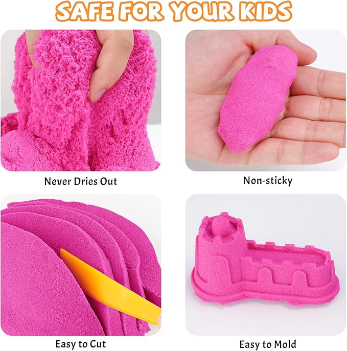 NiToy FlexiSand Value Pack Colored Moldable Self-Sticking Sand, Never Dries Out Fun for 3 Years and Up Kids, Bulk Refill for Sensory Sand Box Toys, Ideal for Shaping and Molding (11lbs, Hot Pink)