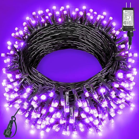 Purple Christmas Lights Outdoor, 80FT 240 LED Christmas Tree Lights Waterproof Plug in, 8 Modes Connectable Christmas Decorations Green Wire for Indoor Home Xmas Garden Holiday