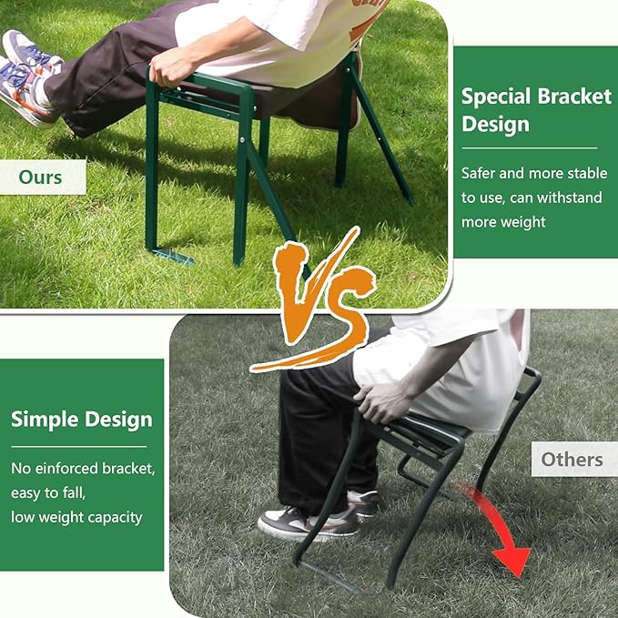 seasky Foldable Garden Kneeler and Seat, Anti-Tipping Gardening Bench Widened Thick Soft Kneeling Pad£¬Heavy Duty Gardening Stool with Garden Tool Bag, Gardening Gift for Women(Without Gloves)
