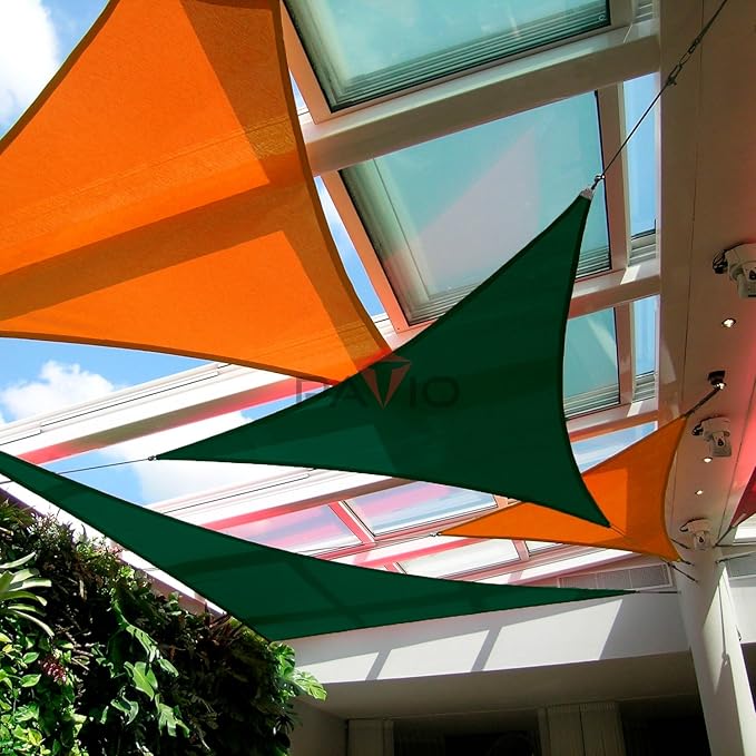 Patio Paradise 27' x 27' x 27' Sun Shade Sail Triangle Canopy Shade Cloth Fabric Sunlight Block Patio Pergola Cover HDPE Deck Awning for Outdoor Backyard Roof Shading, Green