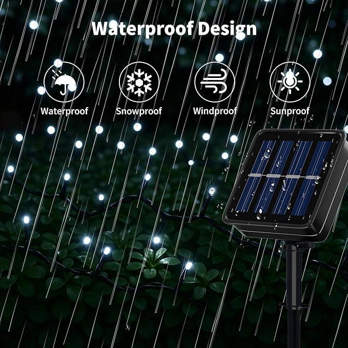 Solar String Lights Outside, 4Pack 480 LED Fairy Lights, 160FT Solar Twinkle Light with 8 Modes Waterproof Outdoor for Christmas Tree Halloween Wedding Garden Patio Yard Decorations(White)