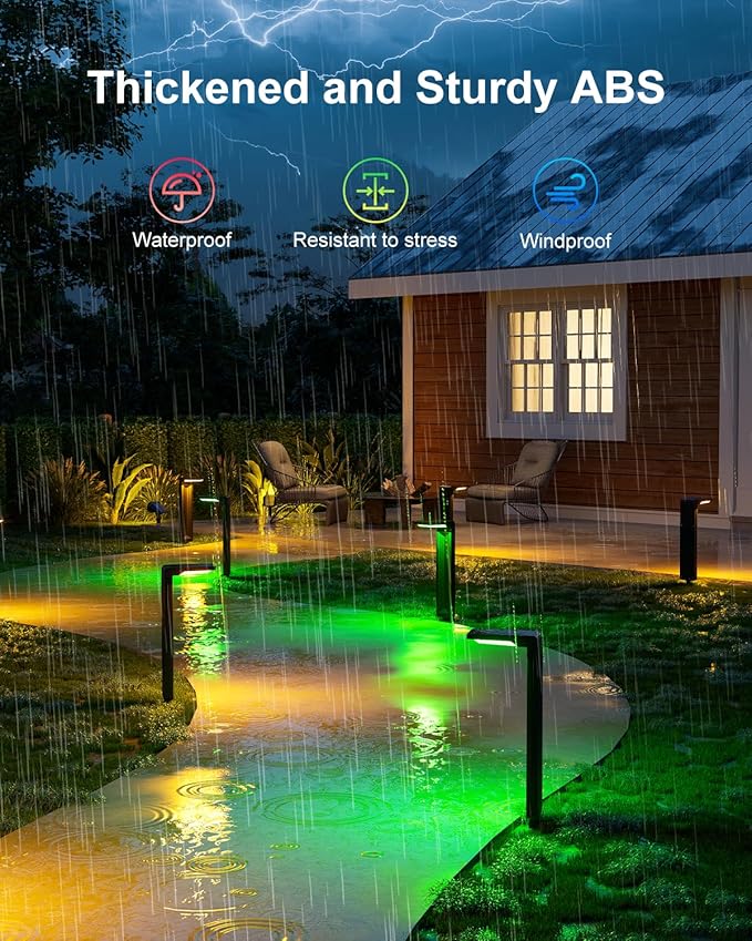 Solar Pathway Lights Outdoor 30 LED Solars Powered Lamp Dusk to Dawn Waterproof for Garden Lighting Outside, Patio, Path, Yard, Walkway, Driveway (RGB, 6 Pack)