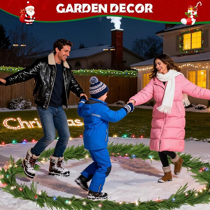 2-Pack Christmas Garland 6FT Artificial Norfolk Pine Garlands Realistic Greenery Faux Pine Garland Real Touch Christmas Decorations Indoor Outdoor for Mantel/Table/Stairs/Wall/Windows Holiday Decor