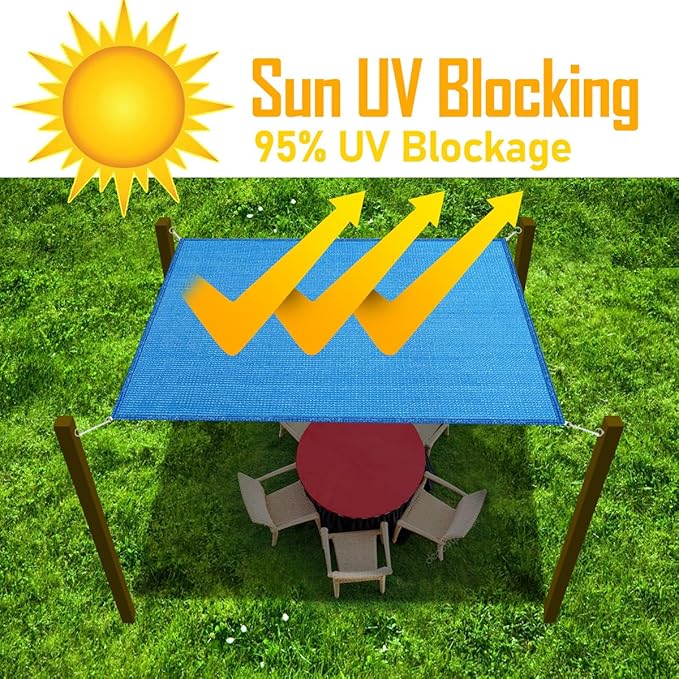 10' x 15' Blue Sun Shade Sail Straight Edge Canopy Awning Pergola Cover, for Outdoor Patio Lawn Garden Backyard Carport