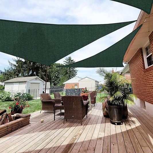 Patio Paradise 20' x 20' x 19'10" Sun Shade Sail Triangle Canopy, Permeable Shade Cloth Fabric Sunlight Block Patio Cover HDPE Deck Awning for Outdoor Backyard Pergolas Roof Shading, Green