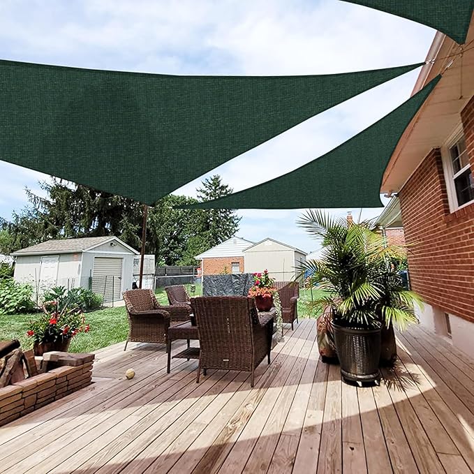 Patio Paradise 28' x 28' x 28' Sun Shade Sail Triangle Canopy Shade Cloth Fabric Sunlight Block Patio Pergola Cover HDPE Deck Awning for Outdoor Backyard Roof Shading, Green