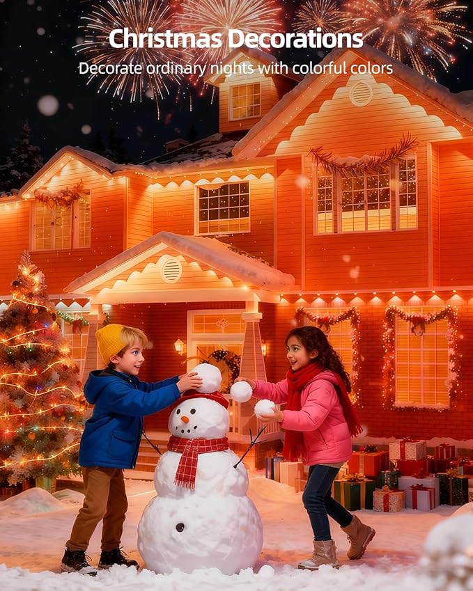 oneup 150FT Permanent Outdoor RGB Lights, Smart Rainbow Christmas Light with App/Remote Control,Waterproof,16M Colors, LED Eaves Lights for House Roof Garden Christmas Party Decor