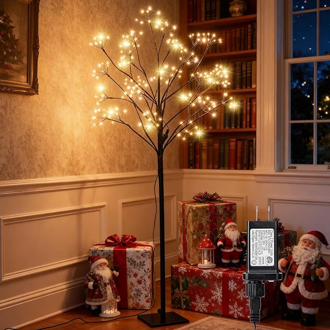 Lomotech Chritsmas Tree Lights - 216 LEDs 5Ft Artificial Christmas Tree with Timer, Includes 14 LEDs Twinkle Lights for Holiday, Wedding, Party, Christmas Decorations (Warm White)