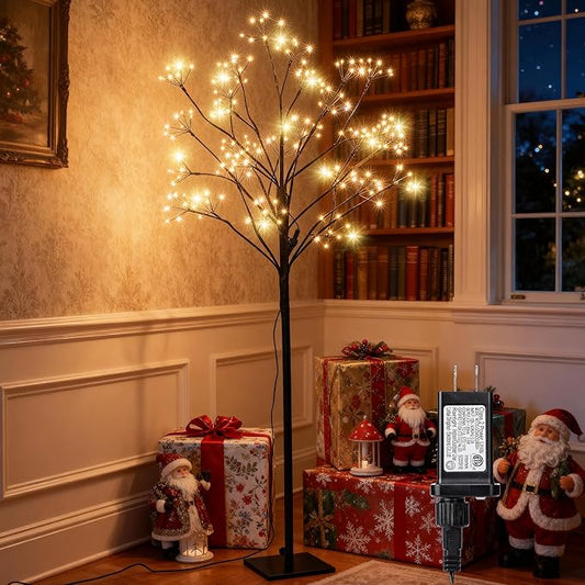Lomotech Chritsmas Tree Lights - 216 LEDs 5Ft Artificial Christmas Tree with Timer, Includes 14 LEDs Twinkle Lights for Holiday, Wedding, Party, Christmas Decorations (Warm White)