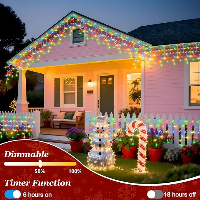 1620 LED 164ft Outdoor Christmas Lights, 12 Modes Dimmable Curtain String Lights with 360 Drops, Waterproof Twinkle Fairy Lights with Timer for Bedroom Window Holiday Wedding Xmas Decor, Multicolor