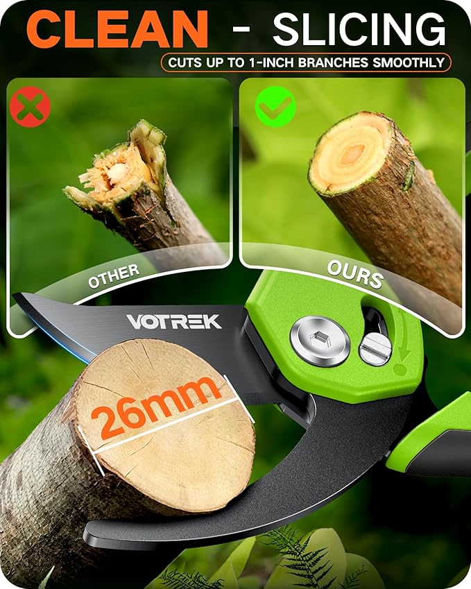 Pruning Shears for Gardening - 8.5 Garden Clippers with SK5 Blade, Stepless Adjustable Handle for All Hand, Ergonomic Bypass Plant Pruners Scissors for Heavy Duty Branch Bush Rose Tool