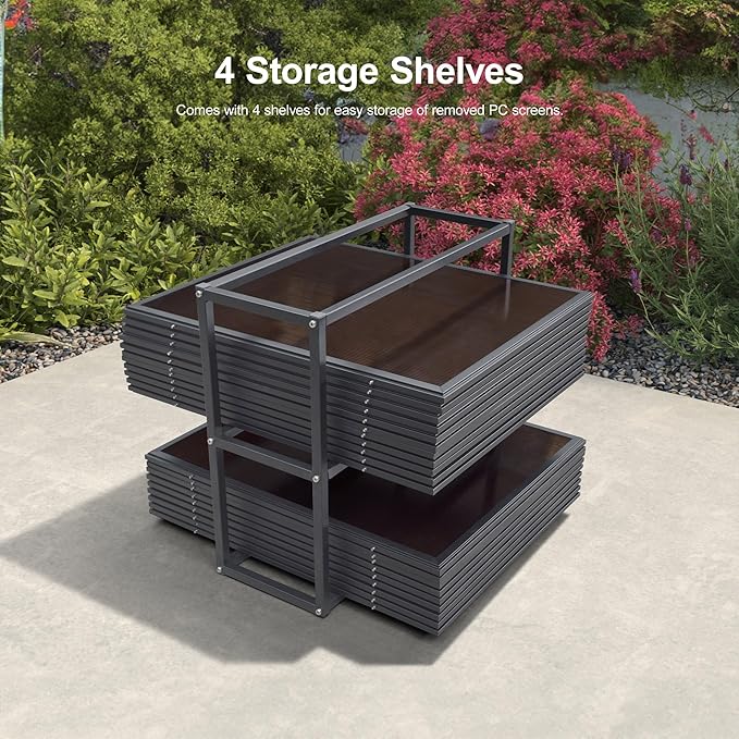 PURPLE LEAF 12' X 16' Solarium Sunroom Permanent Hardtop Gazebo Galvanized Steel Double Roof Aluminum Outdoor Screen House for Lawn Deck Backyard Grey
