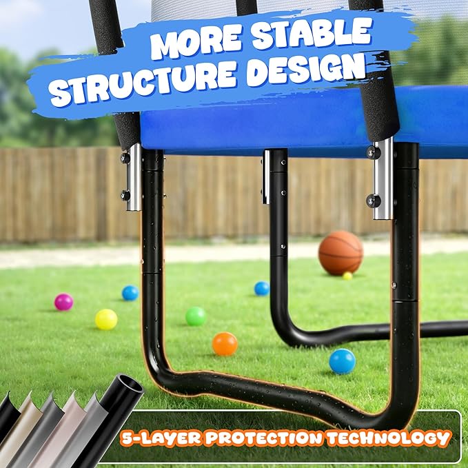 Trampoline 8FT 10FT 12FT 14FT 15FT 16FT, Recreational Trampolines with Enclosure Net and Ladder, Outdoor Anti-Rust Trampolines for Kids and Adults, ASTM Approved