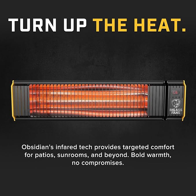 Big Ass Fans Obsidian - Low-light Infrared Electric Heater, Black and Yellow, Indoor or Outdoor Spaces, Patios, Restaurants, Hardwired Wall Mount