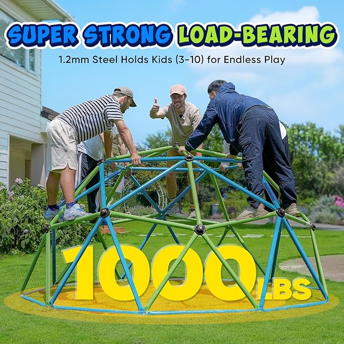 Zupapa10FT Climbing Dome with Hammock, Supports up to 1000lbs Kids Jungle Gym, 10FT Dome Climber with Hammock for Kids 3 to 10 Outdoor Play Equipment